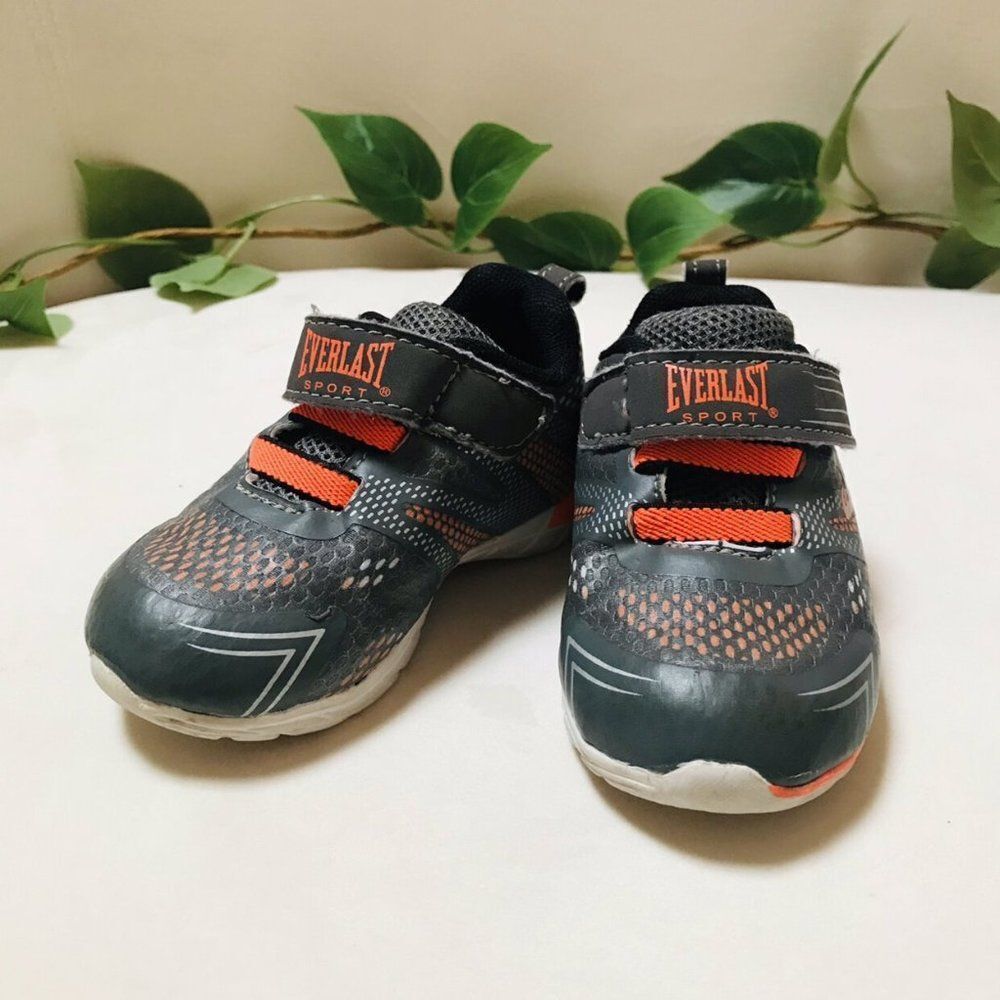 Everlast Sport Orange Sneakers Memory Foam Size 6M Velcro Strap